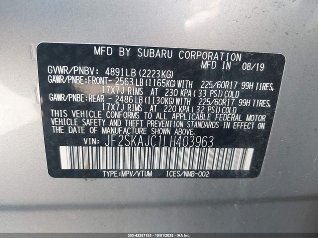 Subaru Forester Premium 2020 JF2SKAJC1LH403963 Image 9