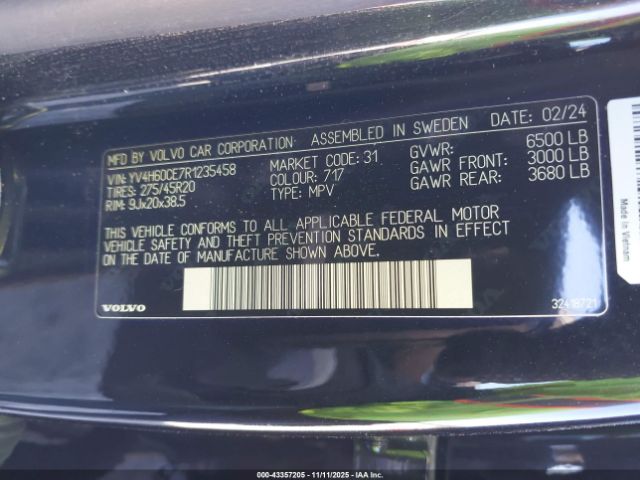 2024 VOLVO XC90 RECHARGE PLUG-IN HYBRID YV4H60CE7R1235458 Photo 8