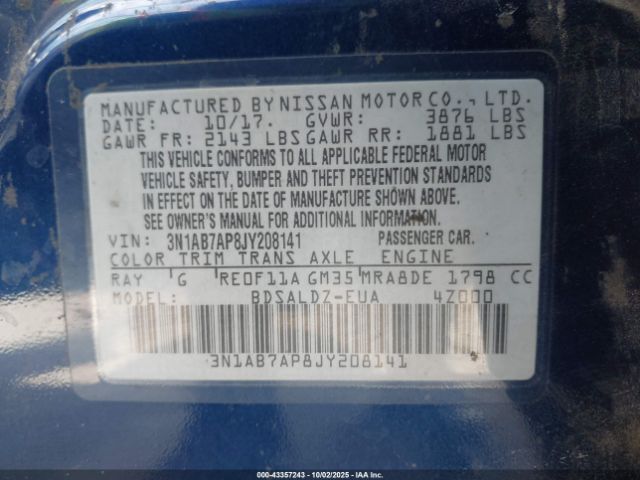 2018 NISSAN SENTRA 3N1AB7AP8JY208141 Photo 8