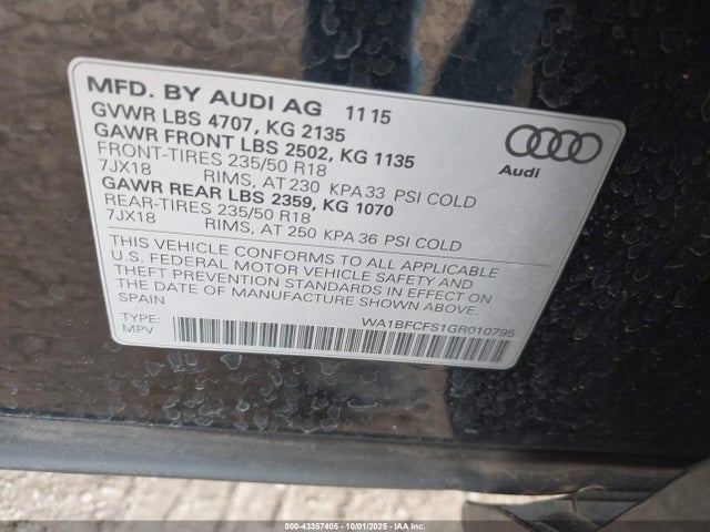 2016 AUDI Q3 WA1BFCFS1GR010795 Photo 8