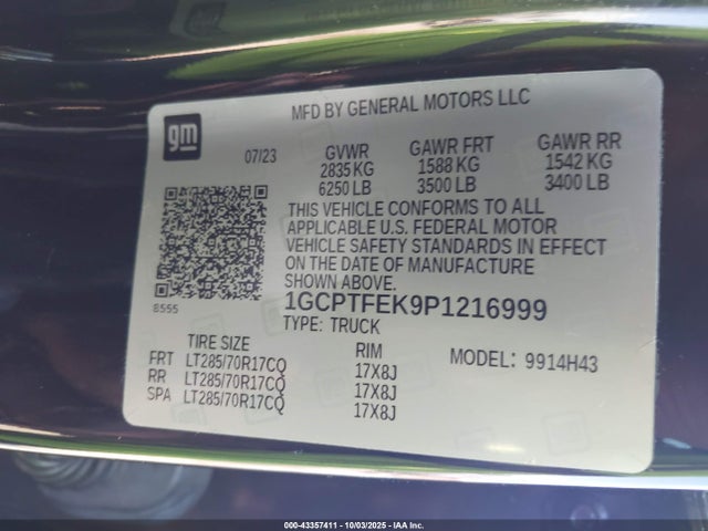 2023 CHEVROLET COLORADO 1GCPTFEK9P1216999 Photo 8