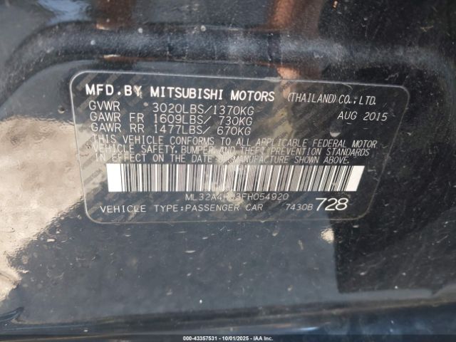 2015 MITSUBISHI MIRAGE ML32A4HJ3FH054920 Photo 8