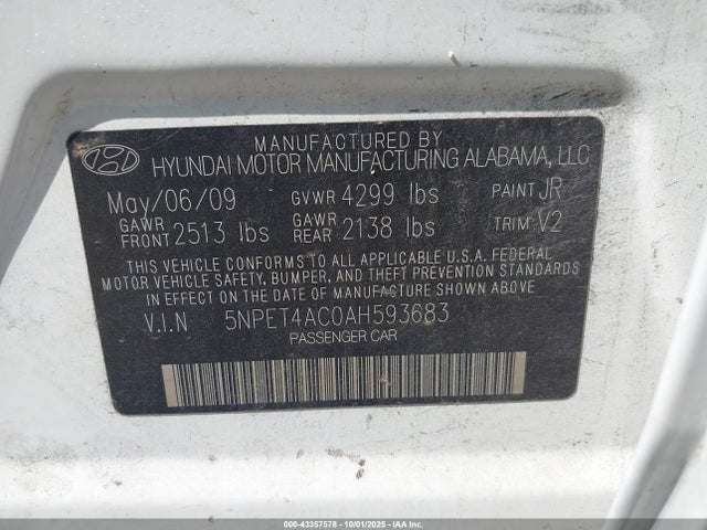 2010 HYUNDAI SONATA 5NPET4AC0AH593683 Photo 8