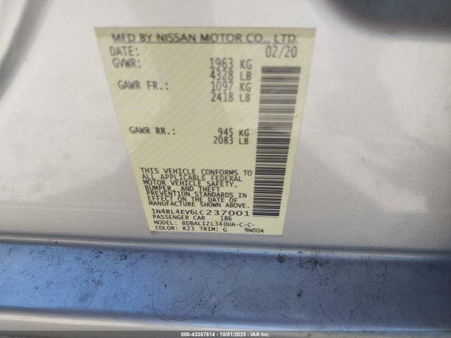 Nissan Altima 2020 1N4BL4EV6LC237001 Image 9