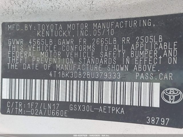 2011 TOYOTA AVALON 4T1BK3DB2BU379333 Photo 8