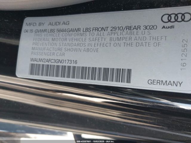 2016 AUDI S7 WAUW2AFC3GN017316 Photo 8