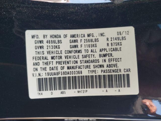 2013 ACURA TL 19UUA8F59DA000368 Photo 8