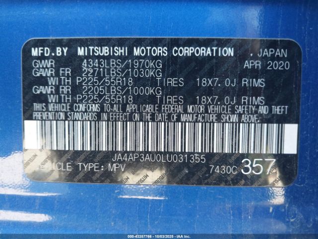 2020 MITSUBISHI OUTLANDER SPORT JA4AP3AU0LU031355 Photo 8