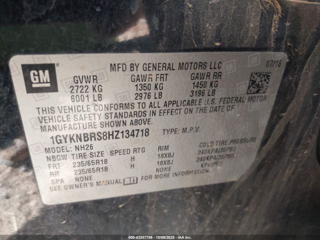 2017 CADILLAC XT5 1GYKNBRS8HZ134718 Photo 8
