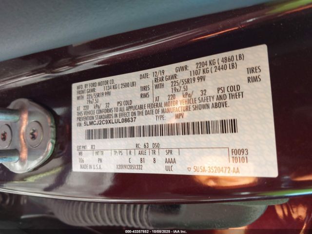 2020 LINCOLN CORSAIR 5LMCJ2C9XLUL08637 Photo 8