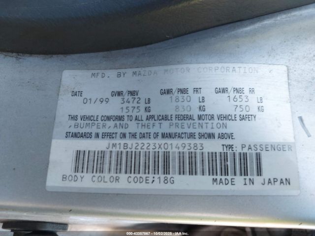 1999 MAZDA PROTEGE JM1BJ2223X0149383 Photo 8