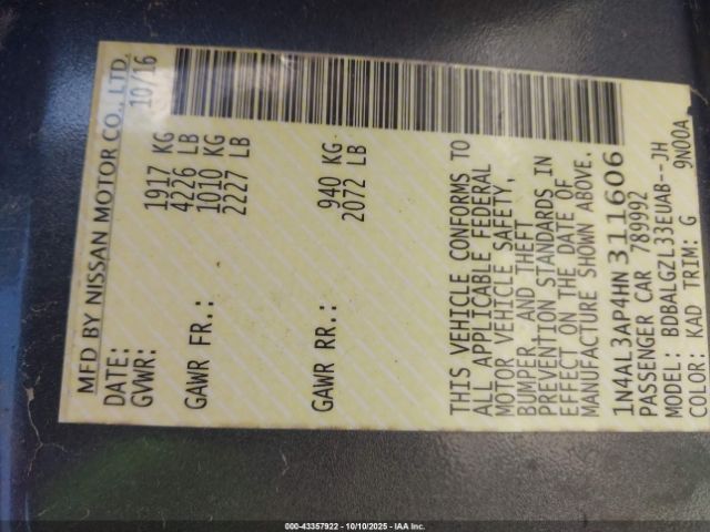 2017 NISSAN ALTIMA 1N4AL3AP4HN311606 Photo 8