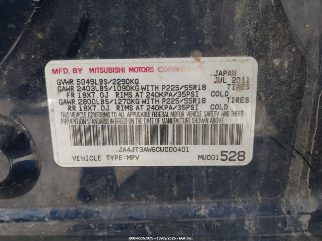 2012 MITSUBISHI OUTLANDER JA4JT3AW6CU000401 Photo 8