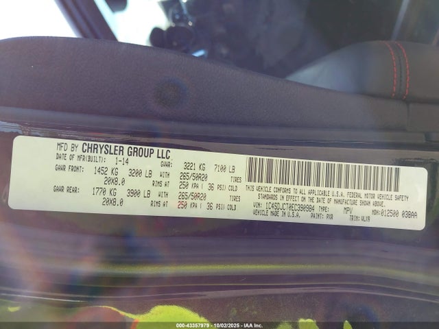 Продаж на аукціоні авто 2014 Dodge Durango R/t, vin: 1C4SDJCT0EC390984, номер лоту: 43357979