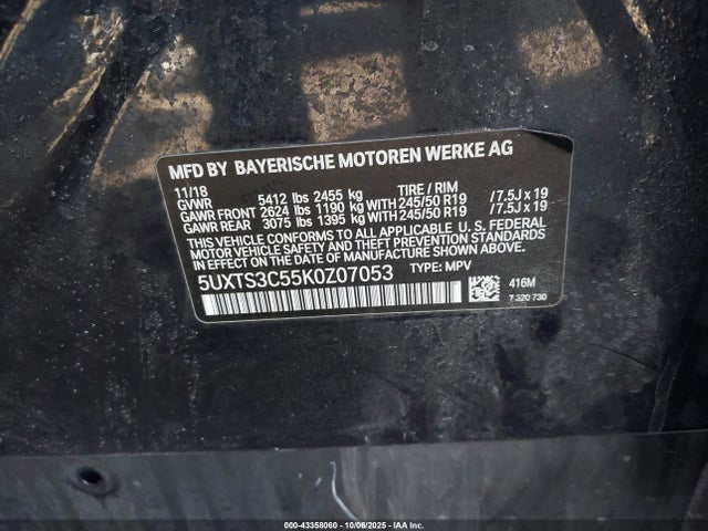 2019 BMW X3 5UXTS3C55K0Z07053 Photo 8