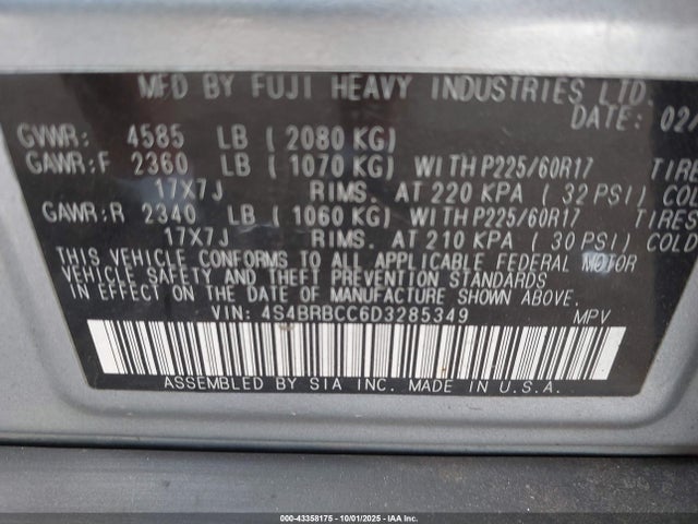 2013 Subaru Outback 2.5i Premium მანქანა იყიდება აუქციონზე, vin: 4S4BRBCC6D3285349, აუქციონის ნომერი: 43358175