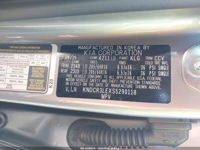 KNDCR3LEXS5290118 KIA NIRO EX