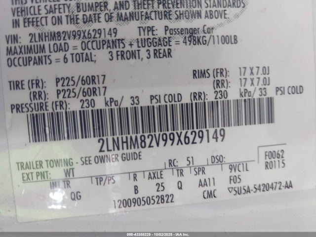 2009 LINCOLN TOWN CAR 2LNHM82V99X629149 Photo 8