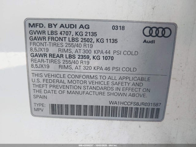 2018 AUDI Q3 WA1HCCFS8JR031587 Photo 8