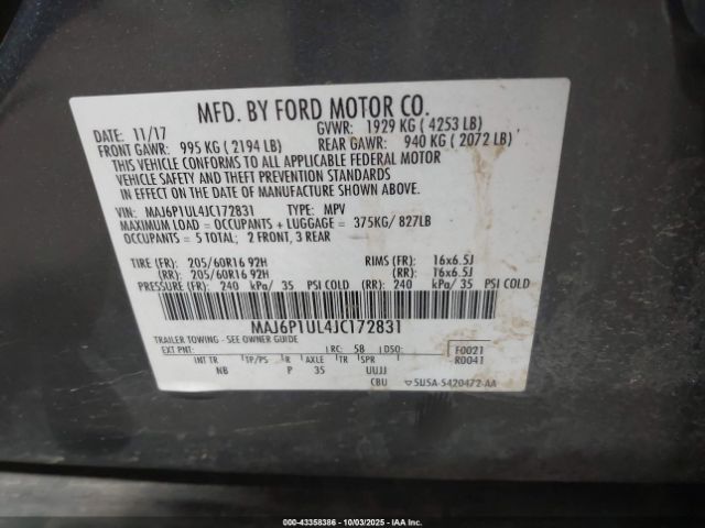 2018 FORD ECOSPORT MAJ6P1UL4JC172831 Photo 8