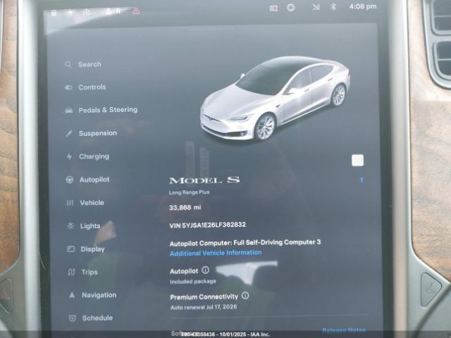 2020 TESLA MODEL S 5YJSA1E26LF362832 Photo 6