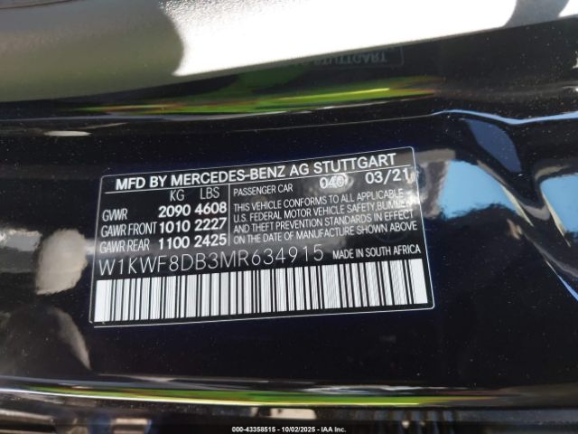 2021 MERCEDES-BENZ C 300 W1KWF8DB3MR634915 Photo 8