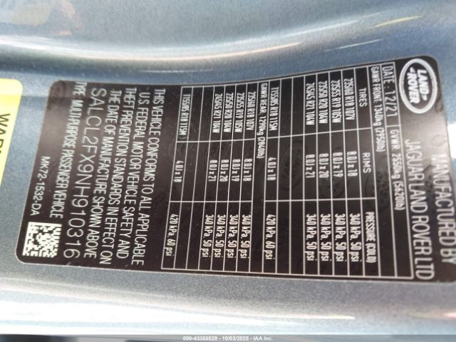 2022 LAND ROVER DISCOVERY SPORT SALCL2FX9NH910316 Photo 8