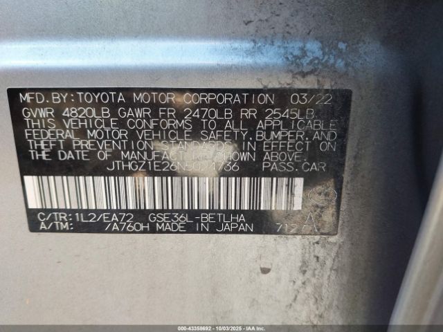 2022 LEXUS IS 350 JTHGZ1E26N5024736 Photo 8