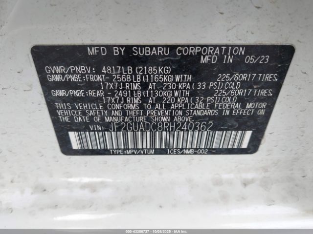 2024 SUBARU CROSSTREK JF2GUADC8RH240362 Photo 8