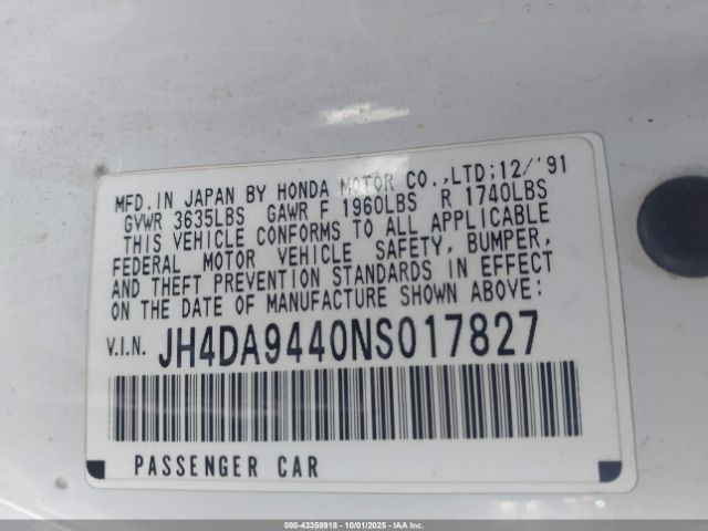1992 ACURA INTEGRA JH4DA9440NS017827 Photo 8
