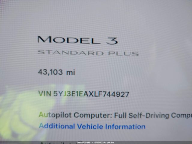 2020 TESLA MODEL 3 5YJ3E1EAXLF744927 Photo 6