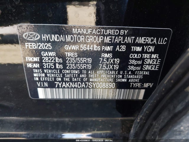 Hyundai 2025 2025 7YAKN4DA7SY008890 Image 9