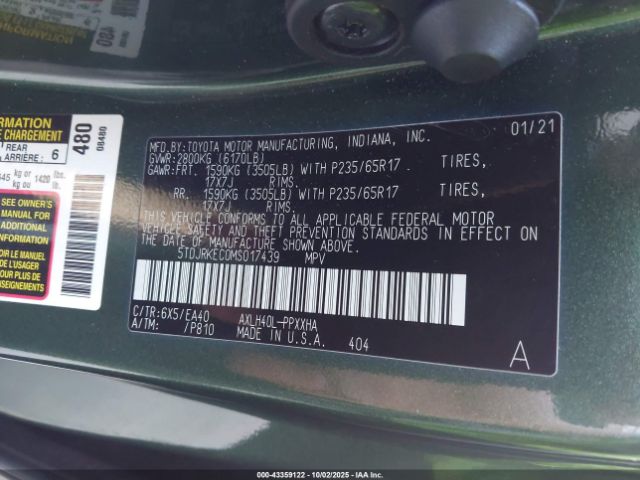 2021 TOYOTA SIENNA 5TDJRKEC0MS017439 Photo 8