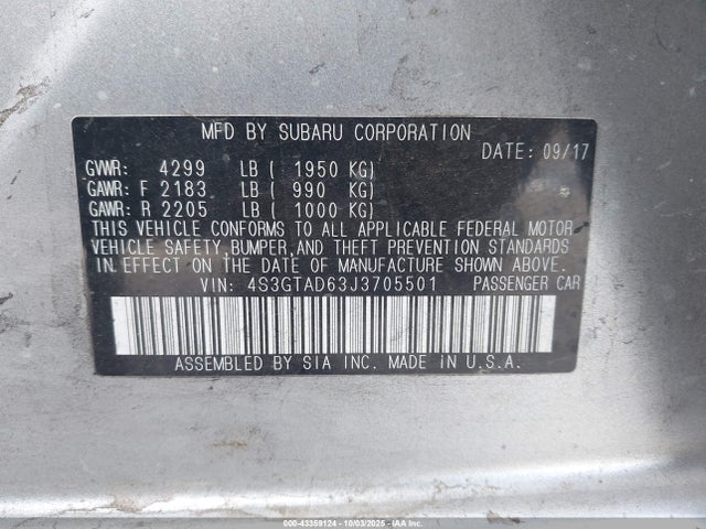 Subaru 2018 2018 4S3GTAD63J3705501 Image 9