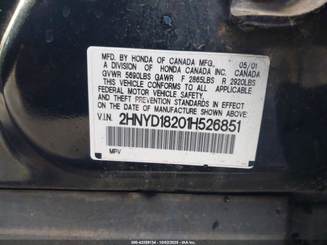 2001 ACURA MDX 2HNYD18201H526851 Photo 8