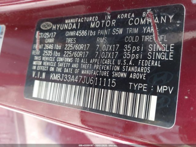 2018 HYUNDAI TUCSON KM8J33A47JU611115 Photo 8