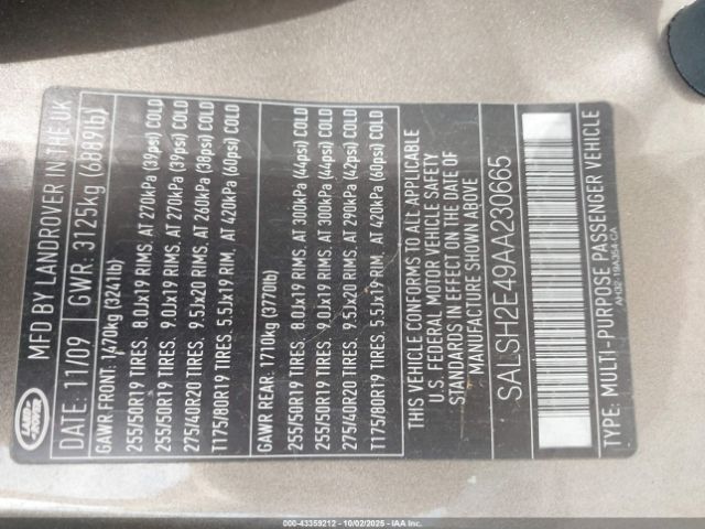 2010 LAND ROVER RANGE ROVER SPORT SALSH2E49AA230665 Photo 8