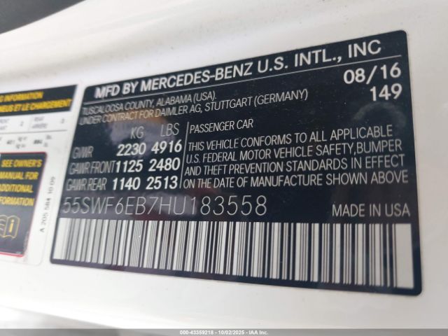 2017 MERCEDES-BENZ AMG C 43 55SWF6EB7HU183558 Photo 8