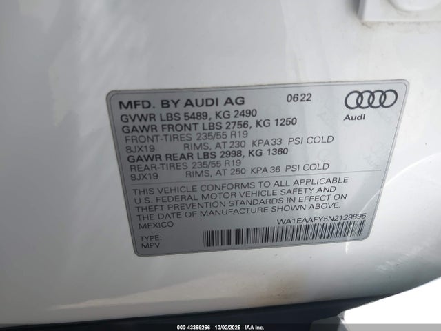 2022 AUDI Q5 WA1EAAFY5N2129895 Photo 8