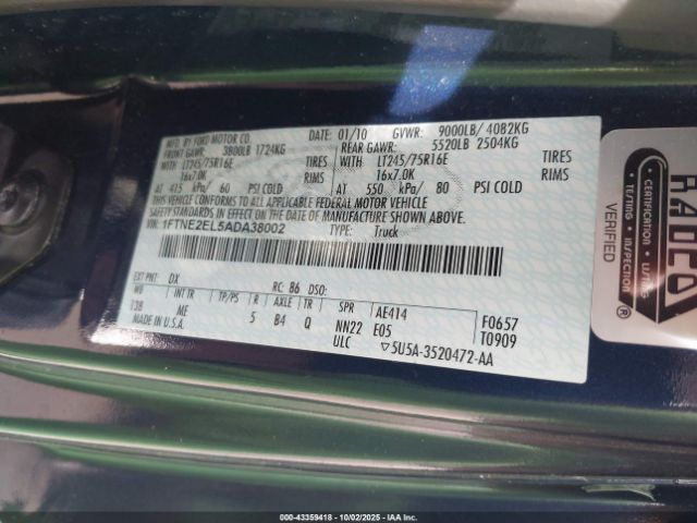 2010 FORD E-250 1FTNE2EL5ADA38002 Photo 8