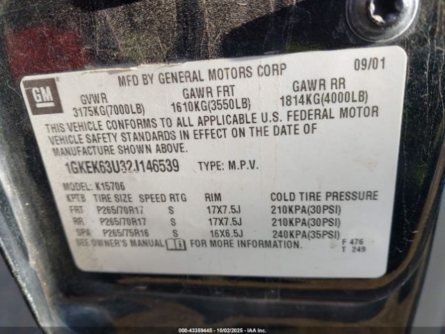 2002 GMC YUKON 1GKEK63U32J146539 Photo 8