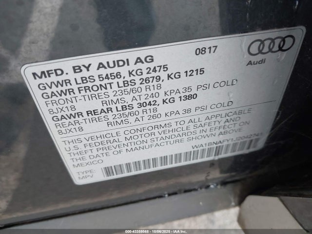 2018 AUDI Q5 WA1BNAFY1J2042741 Photo 8