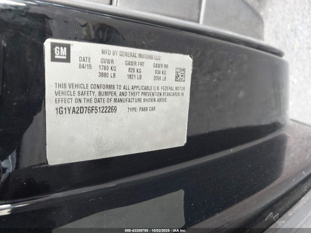 Chevrolet lt1 2015 1G1YA2D76F5122269 Image 9