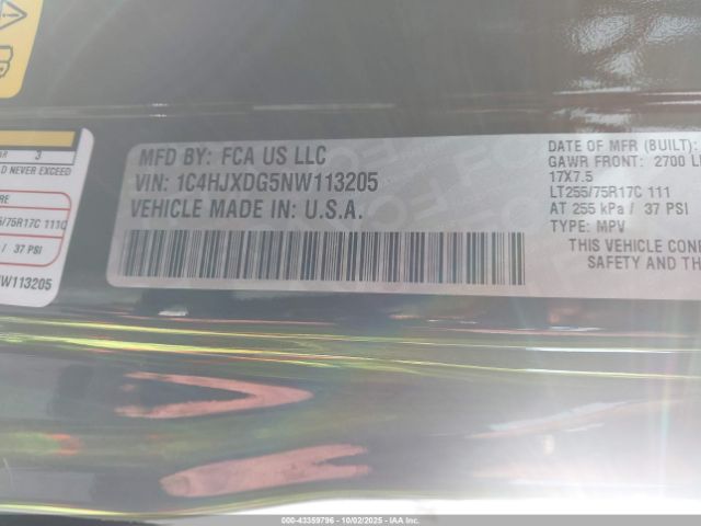 2022 JEEP WRANGLER UNLIMITED 1C4HJXDG5NW113205 Photo 8