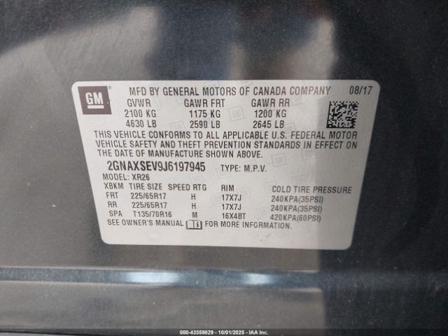 2018 CHEVROLET EQUINOX 2GNAXSEV9J6197945 Photo 8