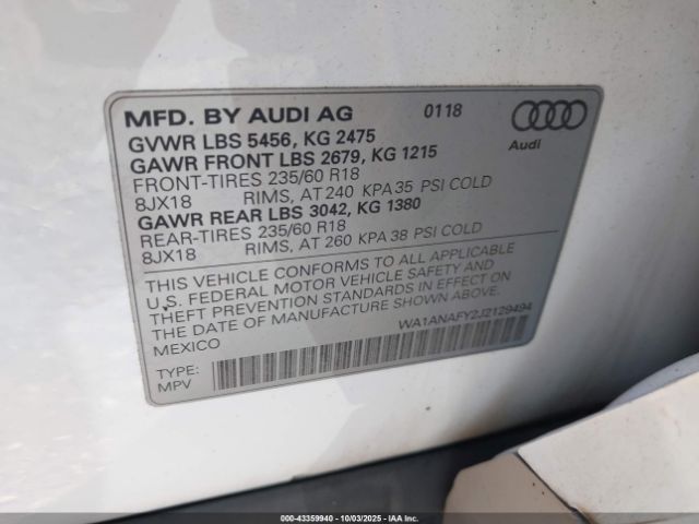 2018 AUDI Q5 WA1ANAFY2J2129494 Photo 8