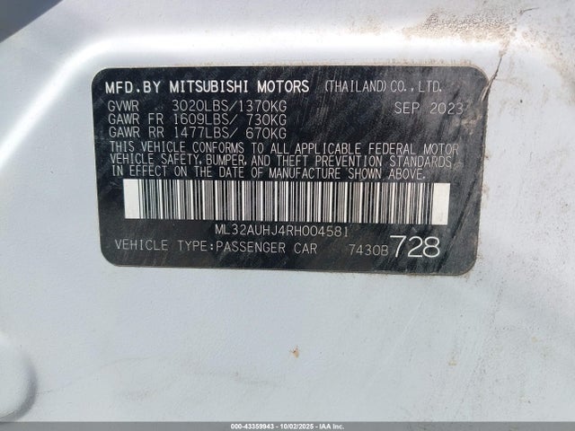 2024 MITSUBISHI MIRAGE ML32AUHJ4RH004581 Photo 8