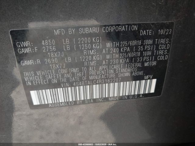 2024 SUBARU OUTBACK 4S4BTALC4R3182207 Photo 8