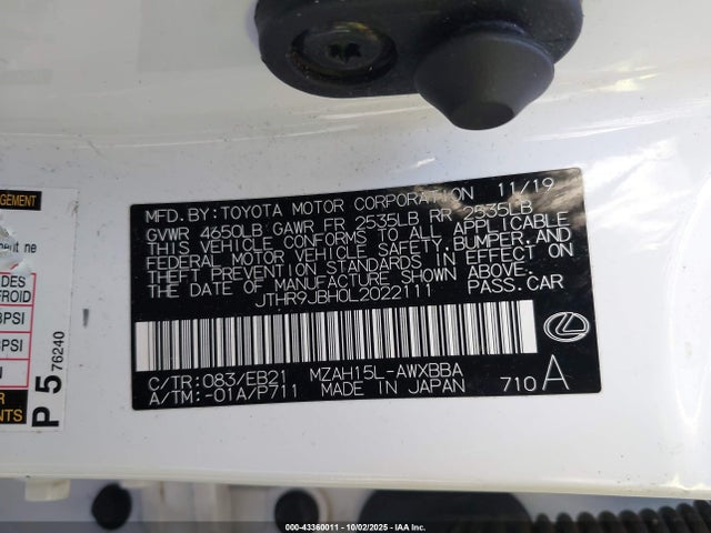 JTHR9JBH0L2022111 Lexus m20a-fxs, 3nm, 1mm