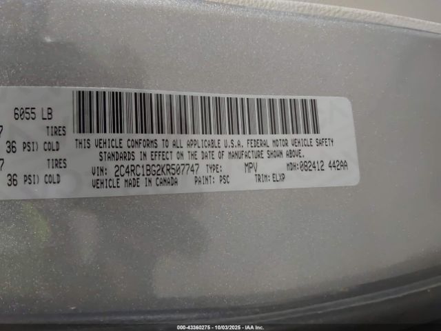2019 CHRYSLER PACIFICA 2C4RC1BG2KR507747 Photo 8